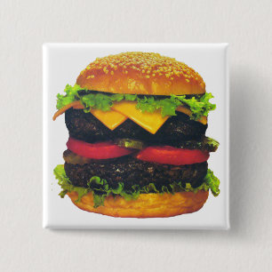 Badge Carré 5 Cm Hamburger de luxe double au fromage