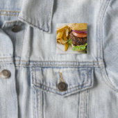 Badge Carré 5 Cm Hamburger et frites (En situation)
