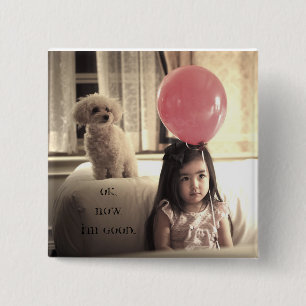 Badge Carré 5 Cm HAMbWG - Square Button - Girl with Balloon