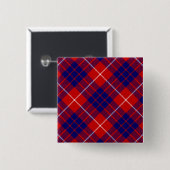 Badge Carré 5 Cm Hamilton tartan rouge bleu violet plaid (Devant & derrière)