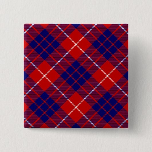 Badge Carré 5 Cm Hamilton tartan rouge bleu violet plaid (Devant)