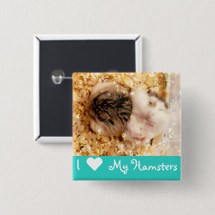 Badge Carré 5 Cm Hammyville - Cute Hamsters