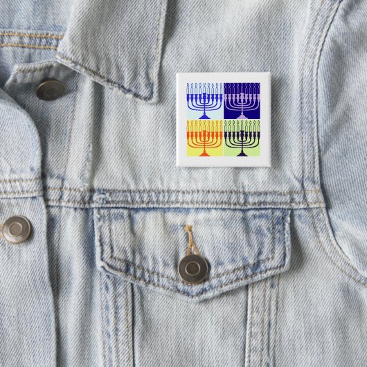 Badge Carré 5 Cm Hanoukka Menorah (En situation)