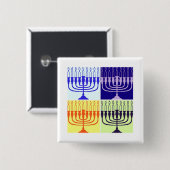 Badge Carré 5 Cm Hanoukka Menorah (Devant & derrière)