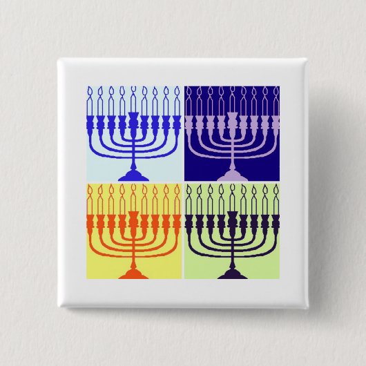 Badge Carré 5 Cm Hanoukka Menorah (Devant)