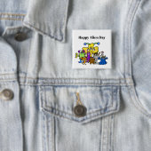 Badge Carré 5 Cm Happy Alien Day Button (En situation)