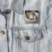 Badge Carré 5 Cm Happy Cat (En situation)