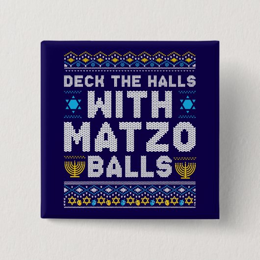 Badge Carré 5 Cm Happy Chrismukkah Jewish Christmas Hanukkah (Devant)