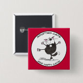 Badge Carré 5 Cm Happy Dance Cat (Devant & derrière)