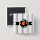 Badge Carré 5 Cm Happy Halloween Citrouille ID212 (Devant & derrière)
