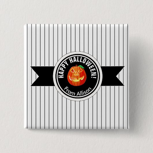Badge Carré 5 Cm Happy Halloween Citrouille ID212 (Devant)
