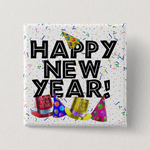 BADGE CARRÉ 5 CM HAPPY NEW YEAR!