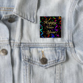 Badge Carré 5 Cm "Happy New Year!" square button (En situation)