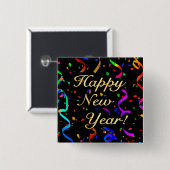Badge Carré 5 Cm "Happy New Year!" square button (Devant & derrière)