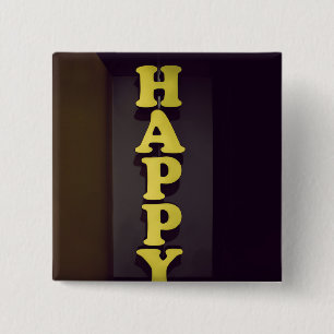 Badge Carré 5 Cm #Happy Sign Typographic Image Happy Type Word Text