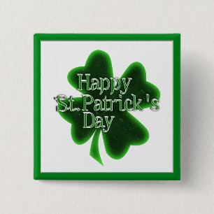 Badge Carré 5 Cm Happy St. Patricks Day Shamrock