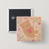 Badge Carré 5 Cm Happy Valentine's Day with Teddy Bear (Devant & derrière)