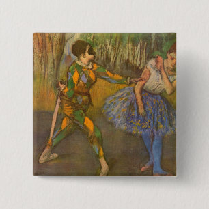 Badge Carré 5 Cm Harlequin et Columbine par Edgar Degas Art ancien