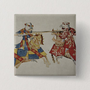 Badge Carré 5 Cm Harley 4205 f.366 chevaliers joutants, c.1445