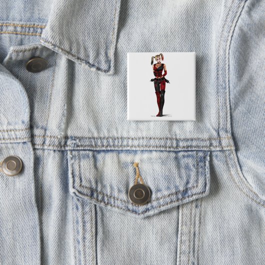 Badge Carré 5 Cm Harley Quinn (En situation)