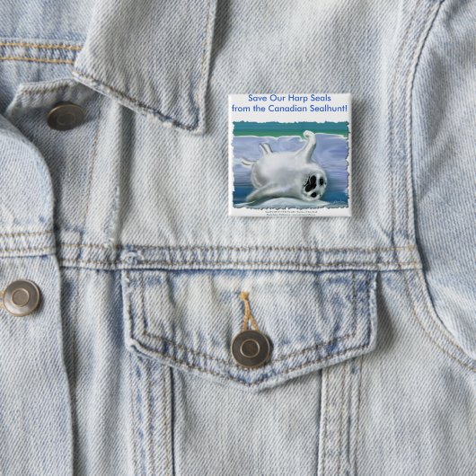 BADGE CARRÉ 5 CM HARP SEAL BÉBÉ (En situation)