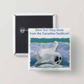 BADGE CARRÉ 5 CM HARP SEAL BÉBÉ (Devant & derrière)