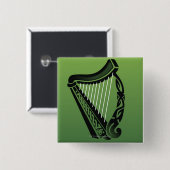 Badge Carré 5 Cm Harpe irlandaise (Devant & derrière)