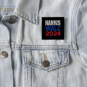 Badge Carré 5 Cm Harris Waltz 2024 Élection Kamala Harris Tim Waltz