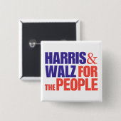 Badge Carré 5 Cm Harris Waltz 2024 Pour Le Peuple Kamala Harris (Devant & derrière)