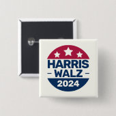 Badge Carré 5 Cm Harris Walz 2024 Campagne pour le président Patrio (Devant & derrière)