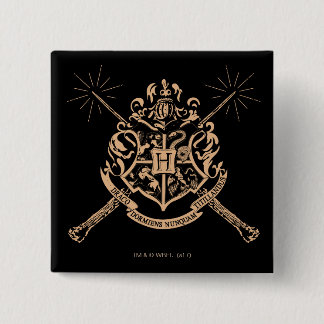 Badge Carré 5 Cm Harry Potter | Hogwarts Crossed Wands Crest