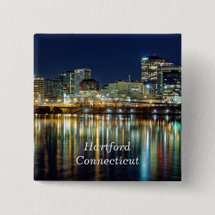 Badge Carré 5 Cm Hartford, Connecticut photo cityscape marquée