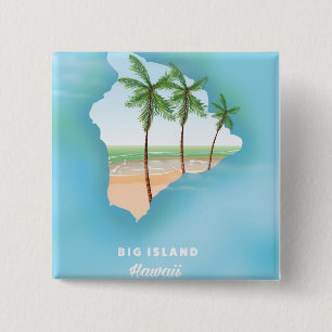 Badge Carré 5 Cm Hawaï Grande île