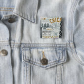 Badge Carré 5 Cm Hé cru de Chicago (En situation)