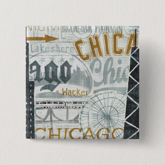 Badge Carré 5 Cm Hé cru de Chicago (Devant)