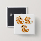 Badge Carré 5 Cm Hear Speak See No Evil Button (Devant & derrière)