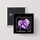 Badge Carré 5 Cm Heart Ribbon - Lupus Awareness (Devant & derrière)