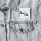 Badge Carré 5 Cm Hélicoptère de dessin (En situation)