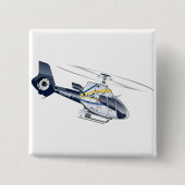 Badge Carré 5 Cm Hélicoptère de dessin (Devant)