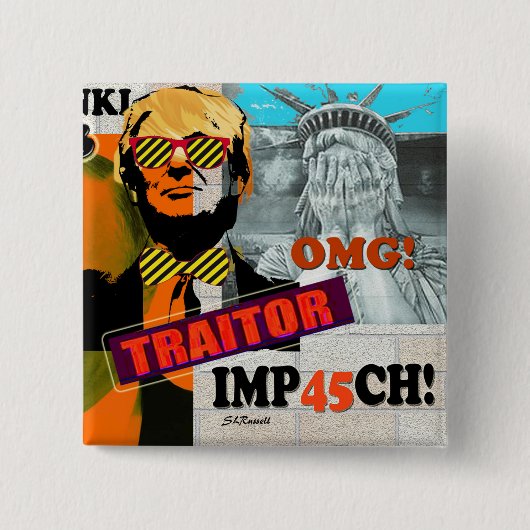 Badge Carré 5 Cm Helsinki SummitTrump/goupille d'art de collage (Devant)