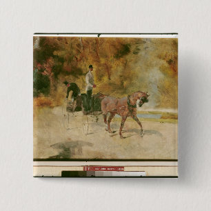 Badge Carré 5 Cm Henri De Toulouse-Lautrec un dog-cart