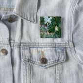 Badge Carré 5 Cm Henri Rousseau - La jungle équatoriale (En situation)