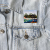 Badge Carré 5 Cm Henri Rousseau - Les Flamants roses (En situation)