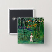Badge Carré 5 Cm Henri Rousseau - Une femme marche dans une forêt e (Devant & derrière)