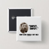 Badge Carré 5 Cm Henry David Thoreau simplifient simplifient la (Devant & derrière)