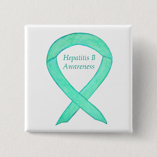 Badge Carré 5 Cm Hépatite B (VHB) Jade Awareness Ribbon Custom Pin
