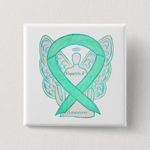 Badge Carré 5 Cm Hépatite B (VHB) Sensibilisation au jade Ruban Ang