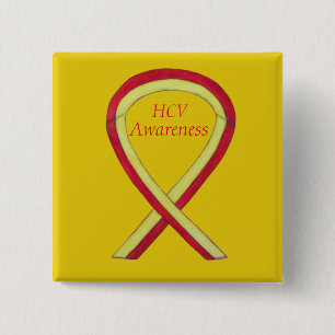 Badge Carré 5 Cm Hépatite C (VHC) Sensibilisation Ange Écorces au r