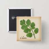 Badge Carré 5 Cm Herbe de coriandre (Devant & derrière)