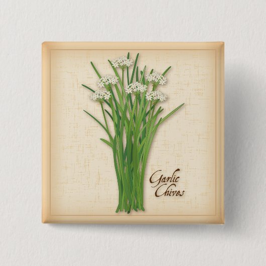 Badge Carré 5 Cm Herbe Garlic Chives (Devant)